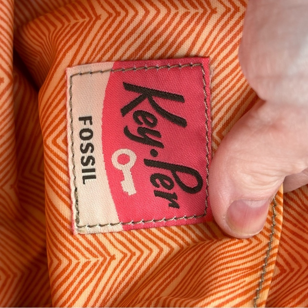 Fossil Key-Per Vintage Inspired Coated Canvas Dome Satchel – Orange Multi - Picture 9 of 15